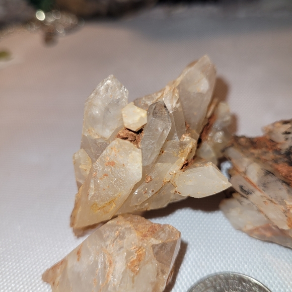 Natural Arkansas Quartz Crystal Cluster Set of 3 with Manganese Dendrites - Picture 3 of 7
